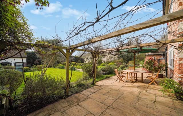 Garden patio with dining furniture