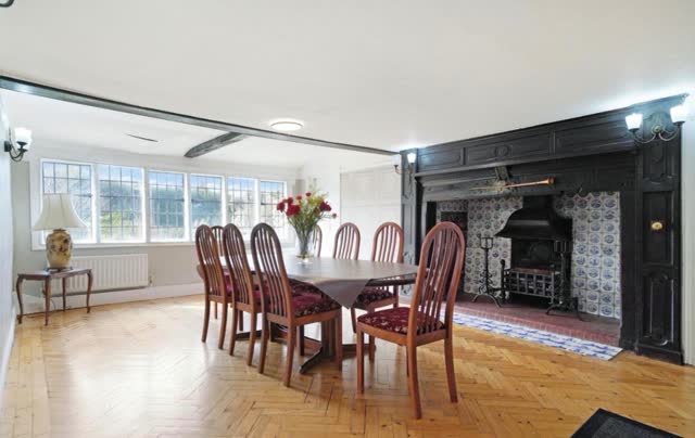 Formal dining room with large table