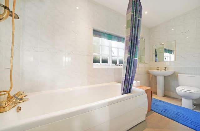 Bathroom with freestanding bath